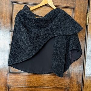 Vintage, black boucle stole, lined